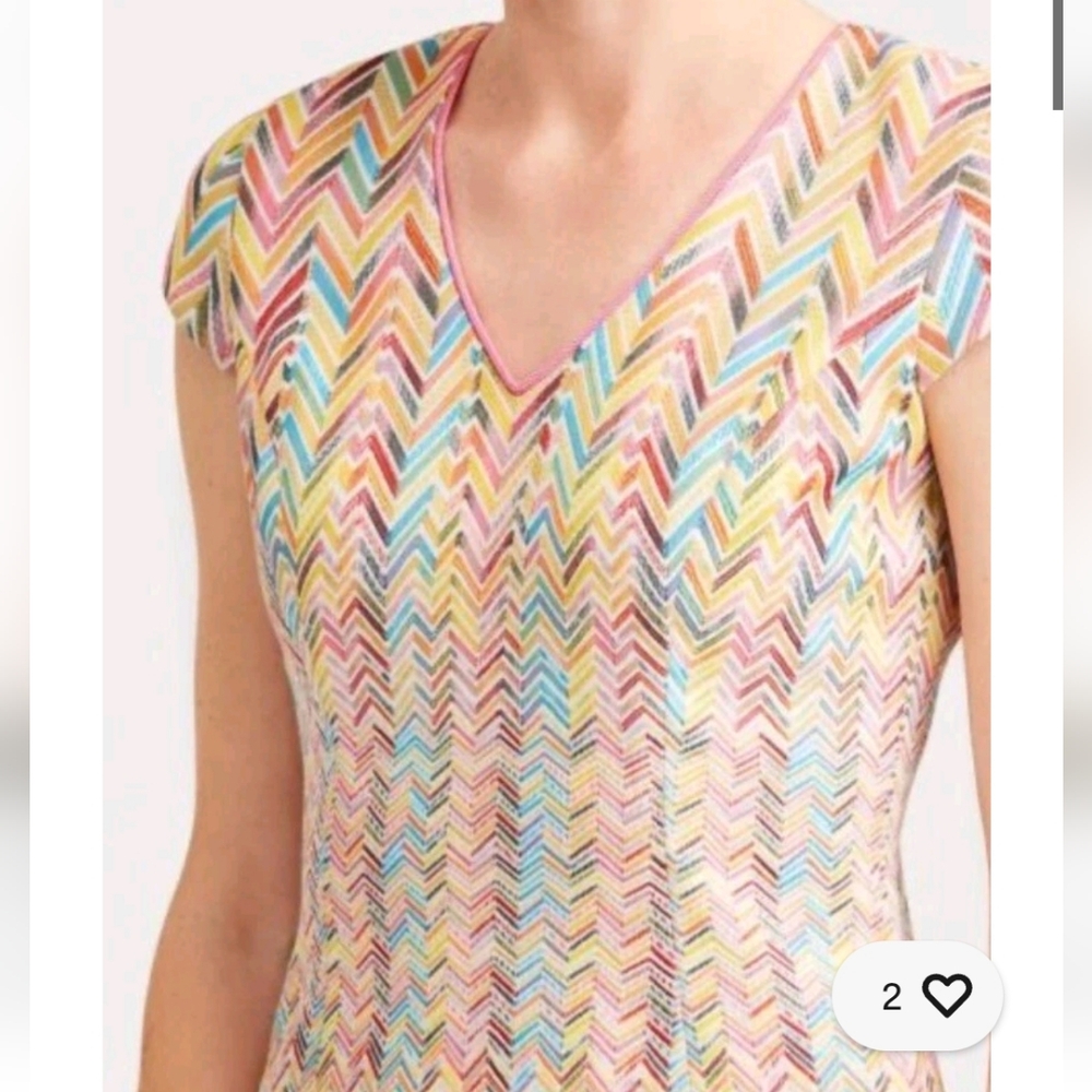 Etcetera Frequency Graduated Chevron Rainbow Midi Event Mother O' The Bride NWT
